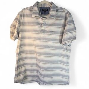 Banana Republic Men's Striped Short Sleeve Polo Shirt Soft Neutral Tones Size XL